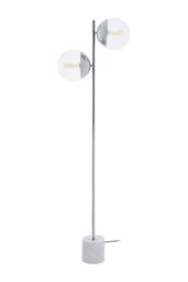 Orsina Sturdy Chrome Finish 2 Light Floor Lamp, Minimalist Bedroom Lamp, Double Glass Globe Tall Lamp On Floor in Silver - thumbnail 4