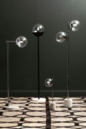 Orsina Sturdy Chrome Finish 2 Light Floor Lamp, Minimalist Bedroom Lamp, Double Glass Globe Tall Lamp On Floor in Silver - thumbnail 3