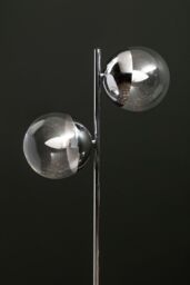Orsina Sturdy Chrome Finish 2 Light Floor Lamp, Minimalist Bedroom Lamp, Double Glass Globe Tall Lamp On Floor in Silver - thumbnail 2