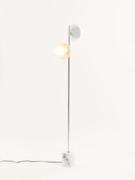Orsina Sturdy Chrome Finish 2 Light Floor Lamp, Minimalist Bedroom Lamp, Double Glass Globe Tall Lamp On Floor in Silver - thumbnail 6