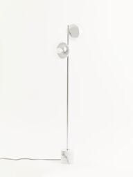 Orsina Sturdy Chrome Finish 2 Light Floor Lamp, Minimalist Bedroom Lamp, Double Glass Globe Tall Lamp On Floor in Silver - thumbnail 5