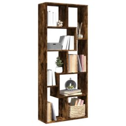 Berkfield Home Room Divider Bookcase Smoked Oak 67x25x161.5 cm Engineered Wood in Brown - thumbnail 1
