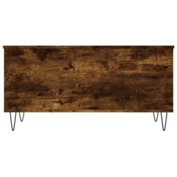 Berkfield Home Coffee Table Smoked Oak 90x44.5x45 cm Engineered Wood in Brown - thumbnail 6