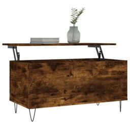 Berkfield Home Coffee Table Smoked Oak 90x44.5x45 cm Engineered Wood in Brown - thumbnail 3