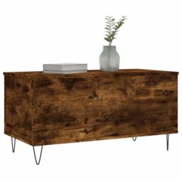 Berkfield Home Coffee Table Smoked Oak 90x44.5x45 cm Engineered Wood in Brown - thumbnail 4