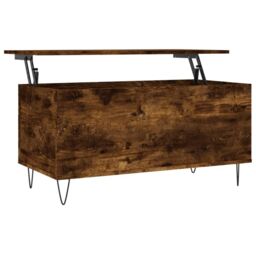 Berkfield Home Coffee Table Smoked Oak 90x44.5x45 cm Engineered Wood in Brown - thumbnail 2