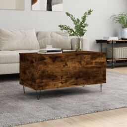 Berkfield Home Coffee Table Smoked Oak 90x44.5x45 cm Engineered Wood in Brown - thumbnail 1
