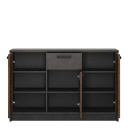 Wyld Haus Whimwick 3 Door 1 Drawer Cabinet Walnut & Dark Matera Grey - thumbnail 4