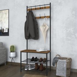 Lemon Pavilion Furniture Ealing Small Hallway Unit - L32.5 x W70 x H175.5 cm - Vintage Pine in Brown - Size: 1 Pack - thumbnail 2