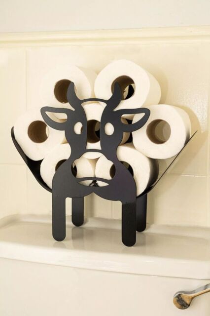 Marco Paul Cow Design Black Metal Toilet Roll Holder for Bathroom Storage - image 1
