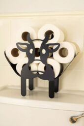 Marco Paul Cow Design Black Metal Toilet Roll Holder for Bathroom Storage