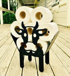 Marco Paul Cow Design Black Metal Toilet Roll Holder for Bathroom Storage - thumbnail 2