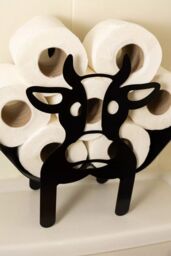 Marco Paul Cow Design Black Metal Toilet Roll Holder for Bathroom Storage - thumbnail 5