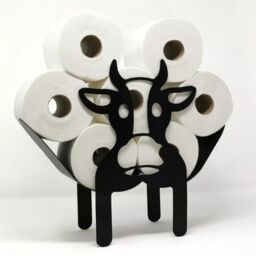 Marco Paul Cow Design Black Metal Toilet Roll Holder for Bathroom Storage - thumbnail 3