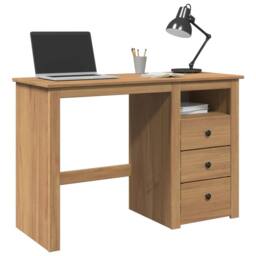 Berkfield Home Desk Panama 112x45x75 cm Solid Wood Pine in Brown - Size: 112 x 45 x 75 cm