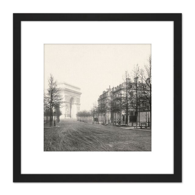Artery8 Marville Queen Hortense Arc Triomphe Paris 1800S Photo 8X8 Inch Square Wooden Framed Wall Art Print Picture with Mount in Black - image 1