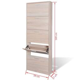 Berkfield Home Oak Look Wooden Shoe Cabinet with 5 Compartments in Brown - thumbnail 5