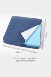 Homescapes Cotton Orthopaedic Foam Armchair Booster Cushion in Navy - Size: 50 cm x 50 cm - thumbnail 6