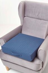Homescapes Cotton Orthopaedic Foam Armchair Booster Cushion in Navy - Size: 50 cm x 50 cm