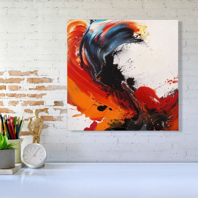 Warren Reed - Designer Fiery Waves: Abstract Motion Canvas - Size: w10 inch x h10 inch - image 1