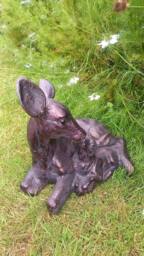 Inspirational Gifting Doe & Baby Fawn Laying Deer Garden Ornament Sculpture Hand Crafted Aluminium in Bronze - thumbnail 3