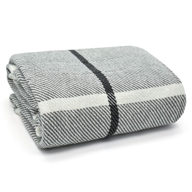 Velosso Modern Chic Stripes Style Cotton Throw, Breathable Woven Blanket in Grey - Size: 50 cm x 75 cm