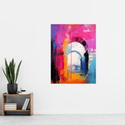 "Artery8 Wall Art Print Abstract Arches Vibrant Purple Orange Blue Architecture Poster in Pink - Size: W18"" x H24""" - thumbnail 4