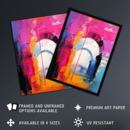 "Artery8 Wall Art Print Abstract Arches Vibrant Purple Orange Blue Architecture Poster in Pink - Size: W18"" x H24""" - thumbnail 2