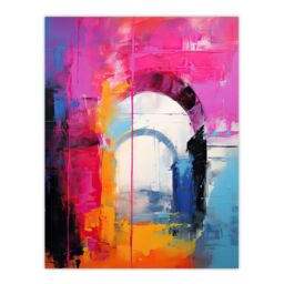 "Artery8 Wall Art Print Abstract Arches Vibrant Purple Orange Blue Architecture Poster in Pink - Size: W18"" x H24""" - thumbnail 1