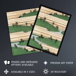 "Artery8 Landscape Hills Pattern Retro Japan Wall Art Print Bijutsukai in Green - Size: W12"" x H16""" - thumbnail 2
