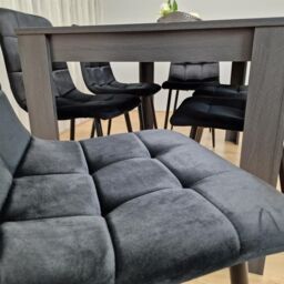 KOSY KOALA Dining Table & 6 Chairs Black Dark Grey 6 Black Velvet Chairs Wood Dining Set Furniture in Brown - thumbnail 6
