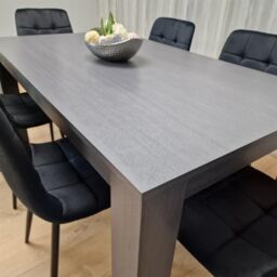 KOSY KOALA Dining Table & 6 Chairs Black Dark Grey 6 Black Velvet Chairs Wood Dining Set Furniture in Brown - thumbnail 2