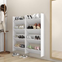 Berkfield Home Wall Shoe Cabinets 4 pcs White 60x18x60 cm Engineered Wood - Size: 60 x 18 x 60 cm - thumbnail 1
