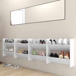 Berkfield Home Wall Shoe Cabinets 4 pcs White 60x18x60 cm Engineered Wood - Size: 60 x 18 x 60 cm - thumbnail 3
