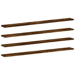 Berkfield Home Wall Shelves 4 pcs Smoked Oak 100x10x1.5 cm Engineered Wood in Brown - thumbnail 2