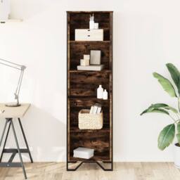 Berkfield Home Bookcase Smoked Oak 50x31x169 cm Engineered Wood in Brown - Size: 50 x 31 x 169 cm - thumbnail 3