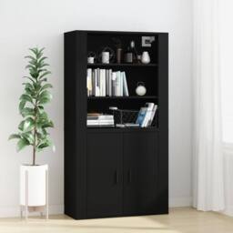 Berkfield Home Wall Cabinet Black 80x33x80 cm Engineered Wood - Size: 80 x 33 x 80 cm - thumbnail 6