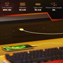 Wyld Haus Tovapa 100cm Black 2 Level LED Gaming Desk - thumbnail 6