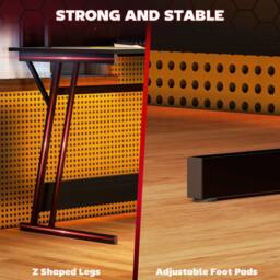 Wyld Haus Tovapa 100cm Black 2 Level LED Gaming Desk - thumbnail 8