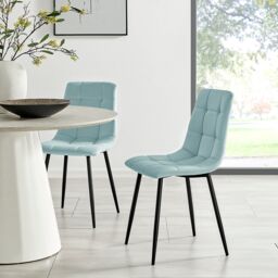 Bravich LTD Zurich Dining Chair - Embossed Velvet in Blue - Size: 4 Pack - thumbnail 2