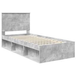 Berkfield Home Bed Frame with Headboard Concerte 90 x 200 cm Solid Pine Wood in Grey - thumbnail 4