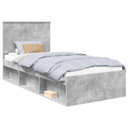Berkfield Home Bed Frame with Headboard Concerte 90 x 200 cm Solid Pine Wood in Grey - thumbnail 2