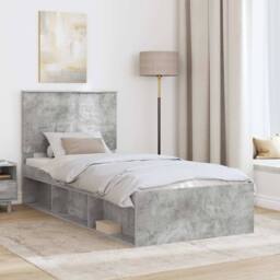 Berkfield Home Bed Frame with Headboard Concerte 90 x 200 cm Solid Pine Wood in Grey - thumbnail 3