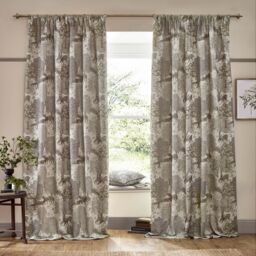 Morris & Co Brook Woodland Jacquard Room Darkening Pencil Pleat Curtains in Beige - Size: 229 cm width x 137 cm drop - thumbnail 7