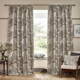 Morris & Co Brook Woodland Jacquard Room Darkening Pencil Pleat Curtains in Beige - Size: 229 cm width x 137 cm drop - thumbnail 2
