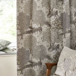 Morris & Co Brook Woodland Jacquard Room Darkening Pencil Pleat Curtains in Beige - Size: 229 cm width x 137 cm drop - thumbnail 5