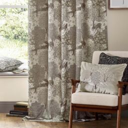 Morris & Co Brook Woodland Jacquard Room Darkening Pencil Pleat Curtains in Beige - Size: 229 cm width x 137 cm drop - thumbnail 4