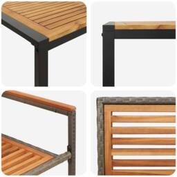 Berkfield Home Modern 5 Piece Garden Dining Set Grey Poly Rattan Acacia - thumbnail 9