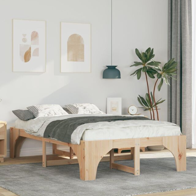 Berkfield Home Floor Bed Frame with Storage Brown 120 x 190 cm Pine wood - image 1