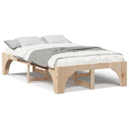 Berkfield Home Floor Bed Frame with Storage Brown 120 x 190 cm Pine wood - thumbnail 4